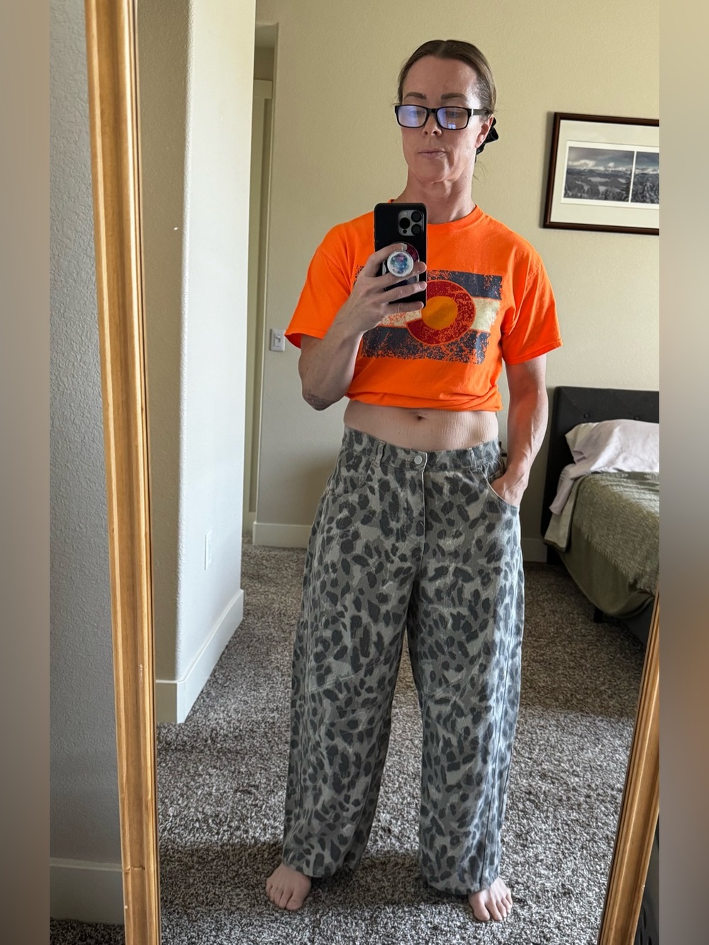 Like Love Animal Print Barrel Jeans Wo’s MEDIUM Baggy Wide Leg Pants High-Rise - Picture 15 of 15